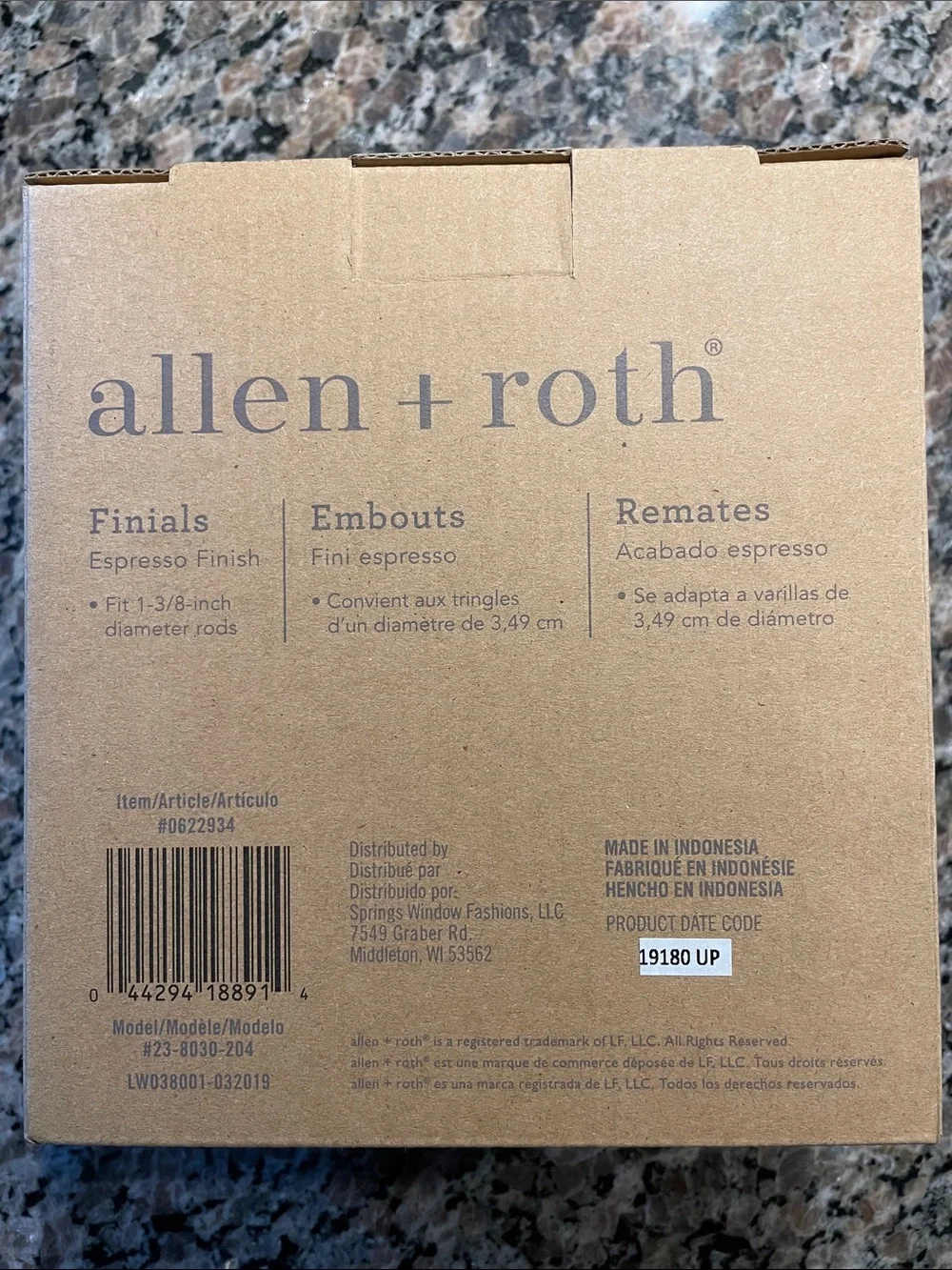 NEW allen + roth Dark Brown Wooden Curtain Rod Finials, Set of 2